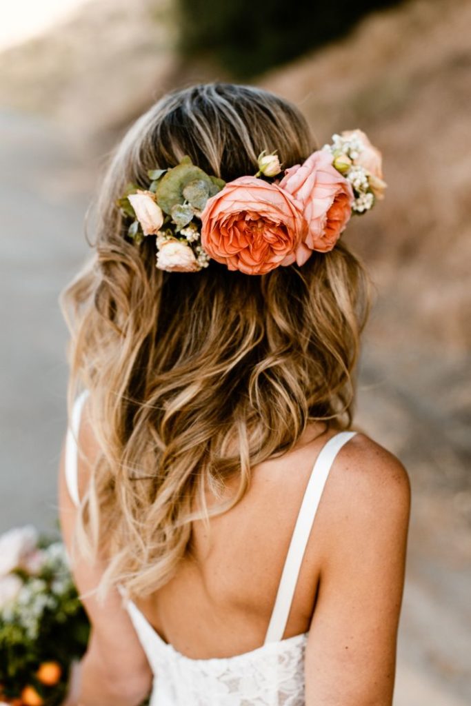 coral wedding hair