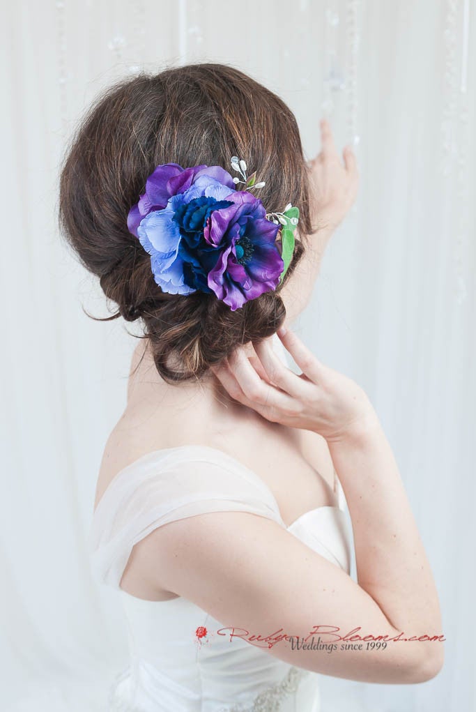 Lavender and Navy Blue Wedding hair
