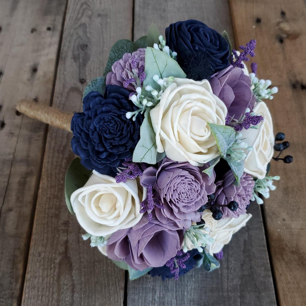 Lavender and Navy Blue Wedding bouquet
