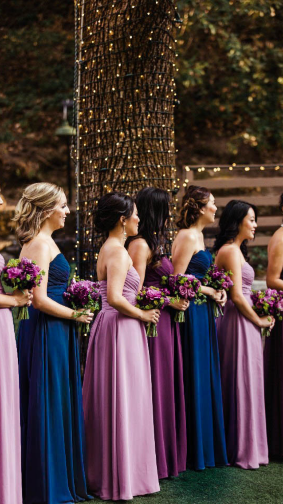 Lavender and Navy Blue bridesmaids dresses
