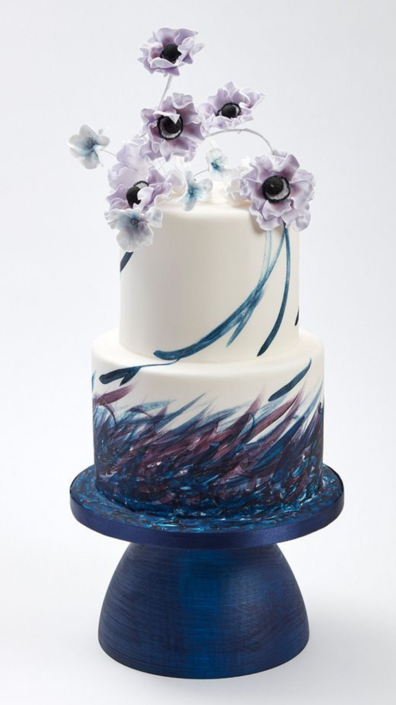 Lavender and Navy Blue Wedding cake