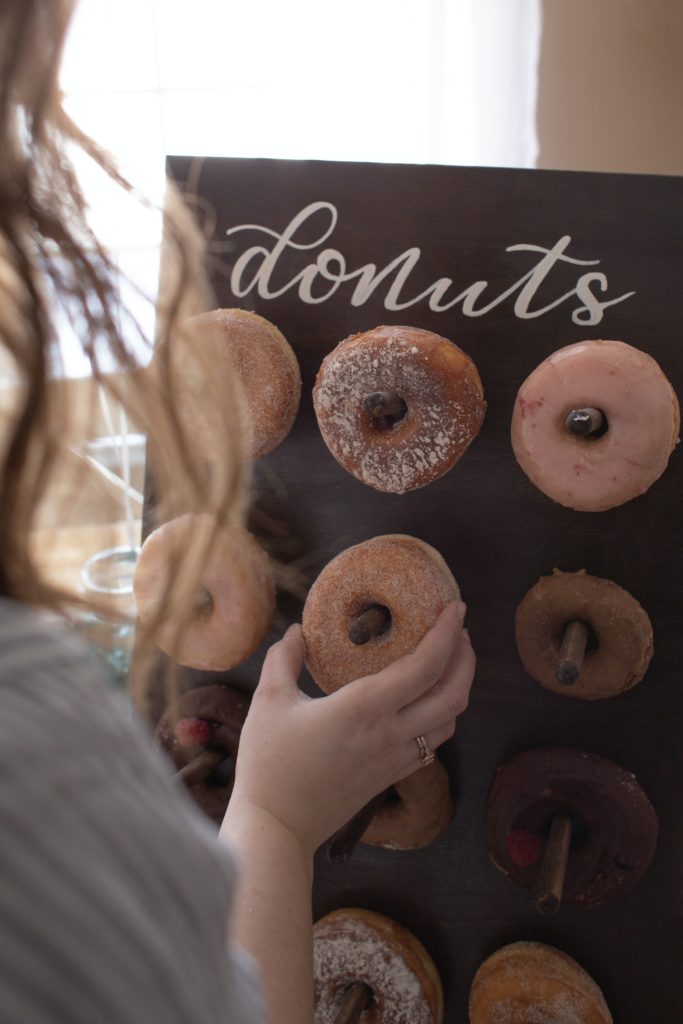 bridal shower decoration ideas donut wall