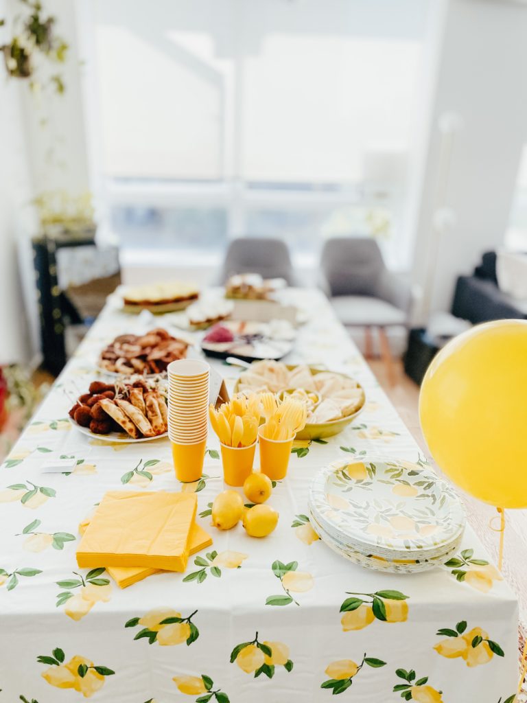 bridal shower decoration ideas lemon table 