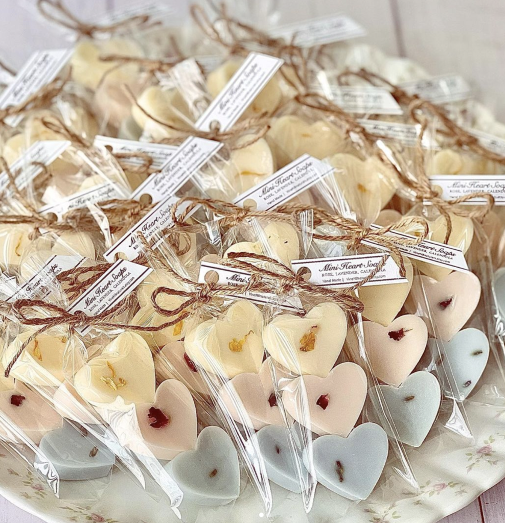 mini heart bridal shower soap favors