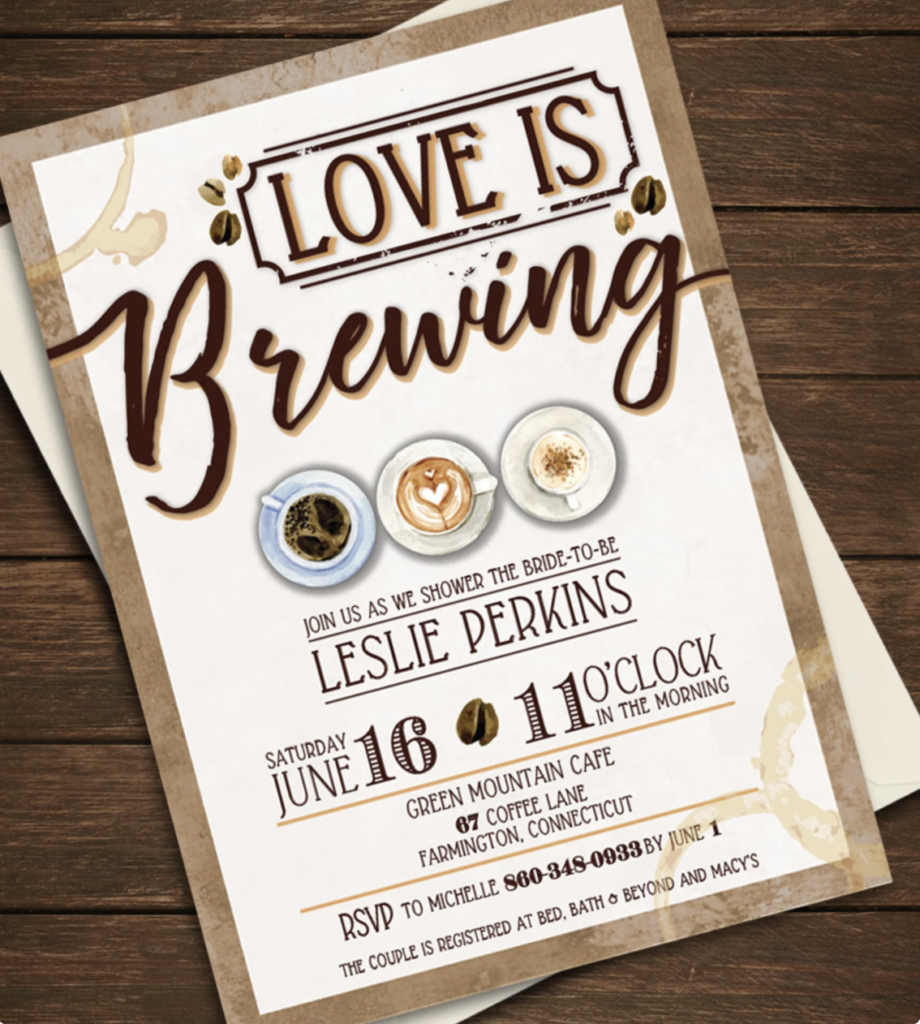 coffee themed bridal shower invitations