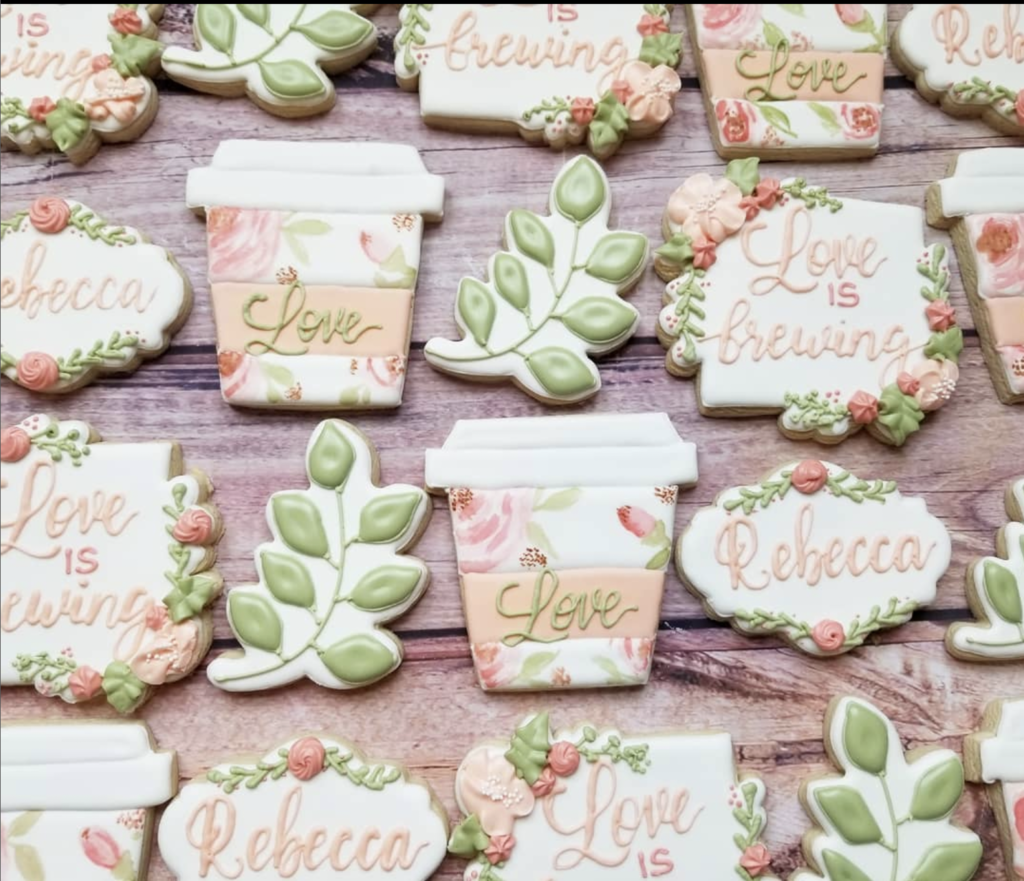 coffee themed bridal shower cookies