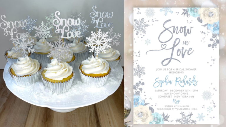 Snow in Love Bridal Shower Invitations and Decorations