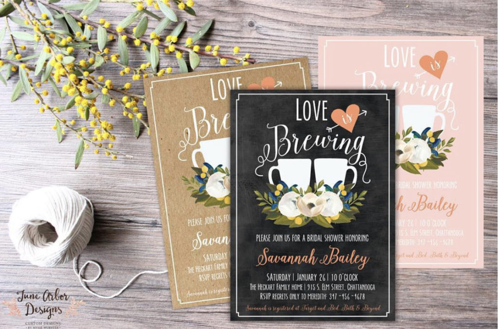 coffee themed bridal shower invitations