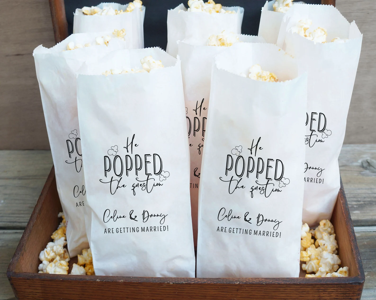 engagement party favors popcorn