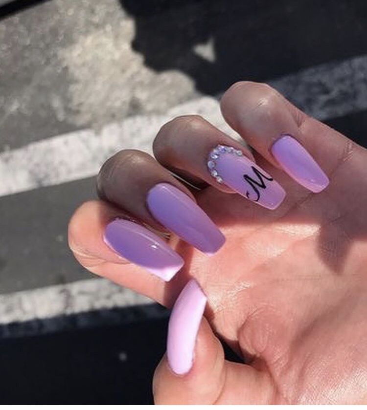 relationship bf Initials on nails lavender