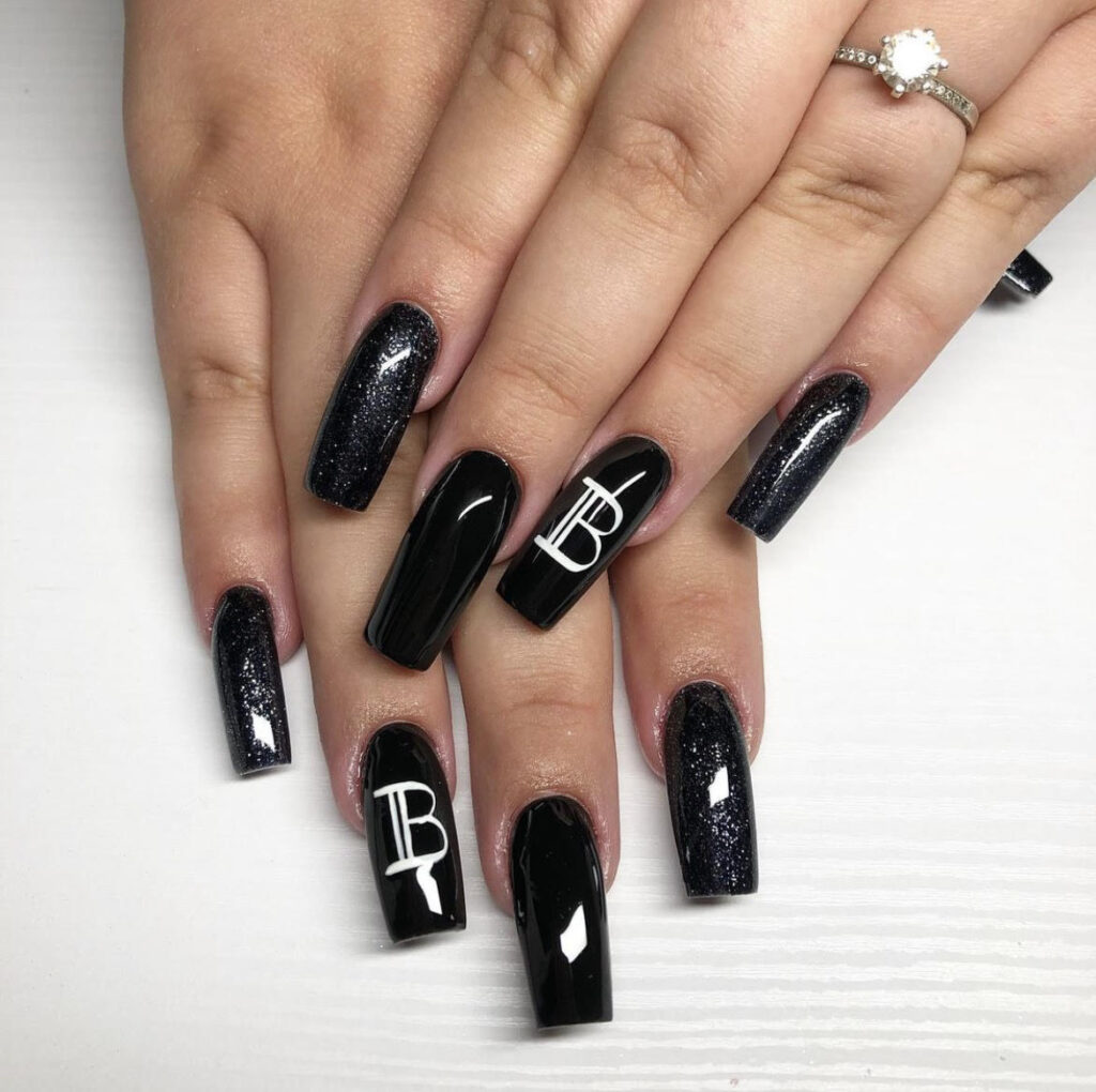 relationship bf Initials on nails black