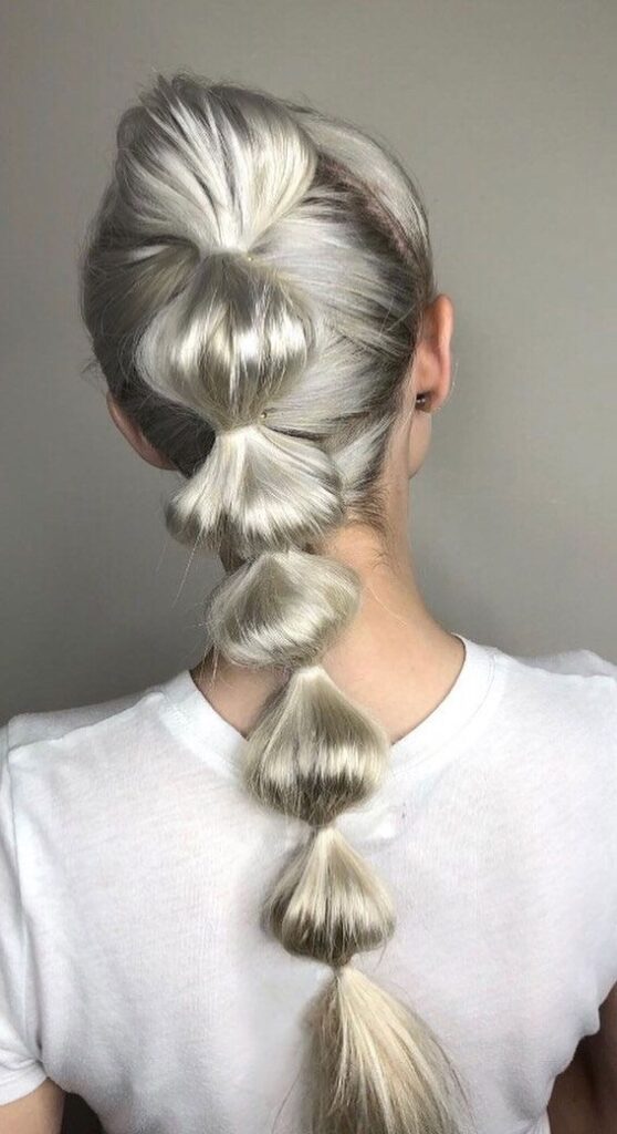 viking wedding hairstyles bubble ponytail