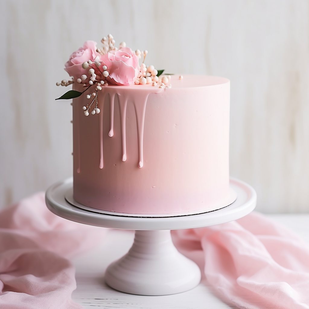 simple bridal shower cake pink drip