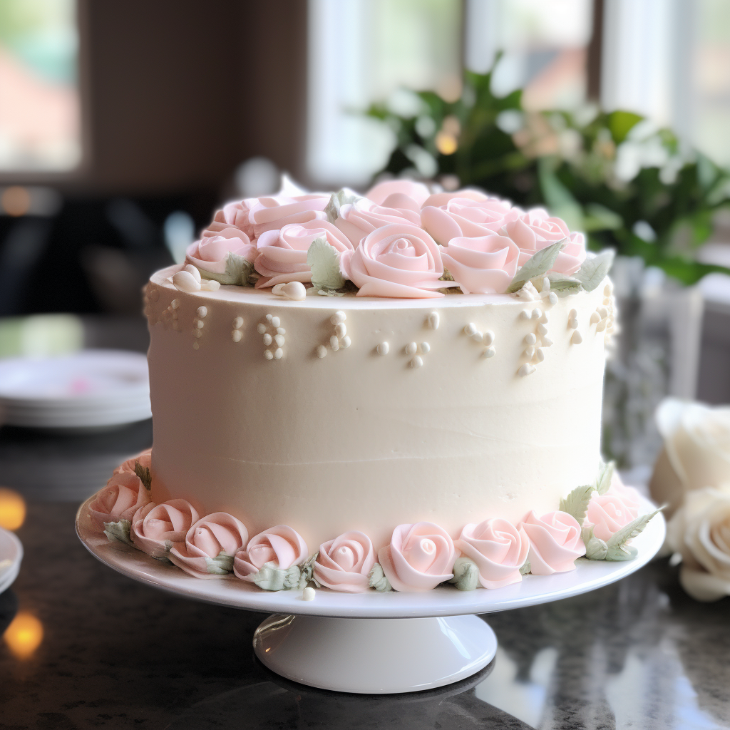 simple bridal shower cake white and pink