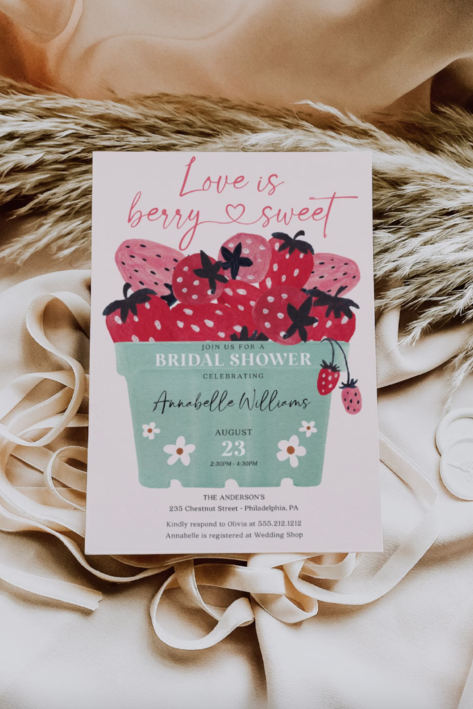 strawberry bridal shower invitations