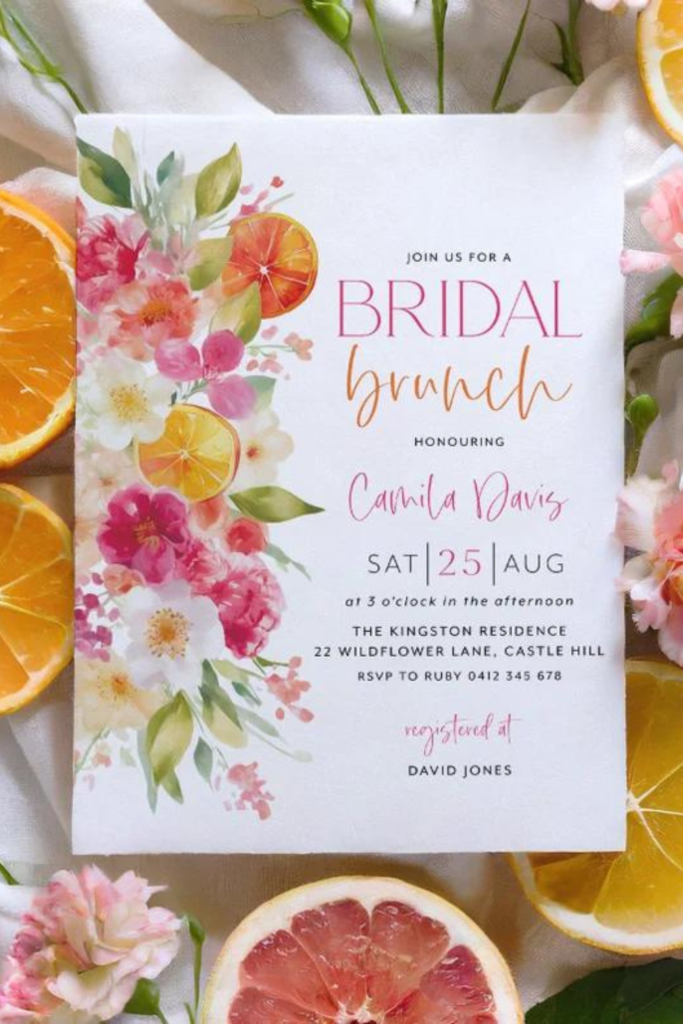 citrus themed bridal shower invitations