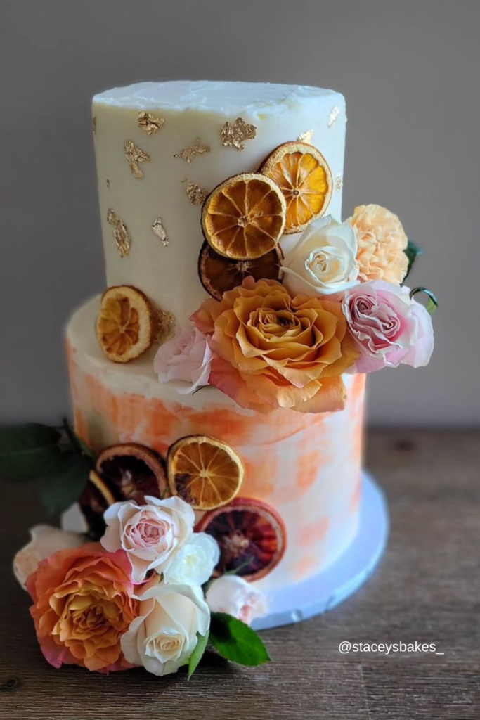citrus themed bridal shower cake