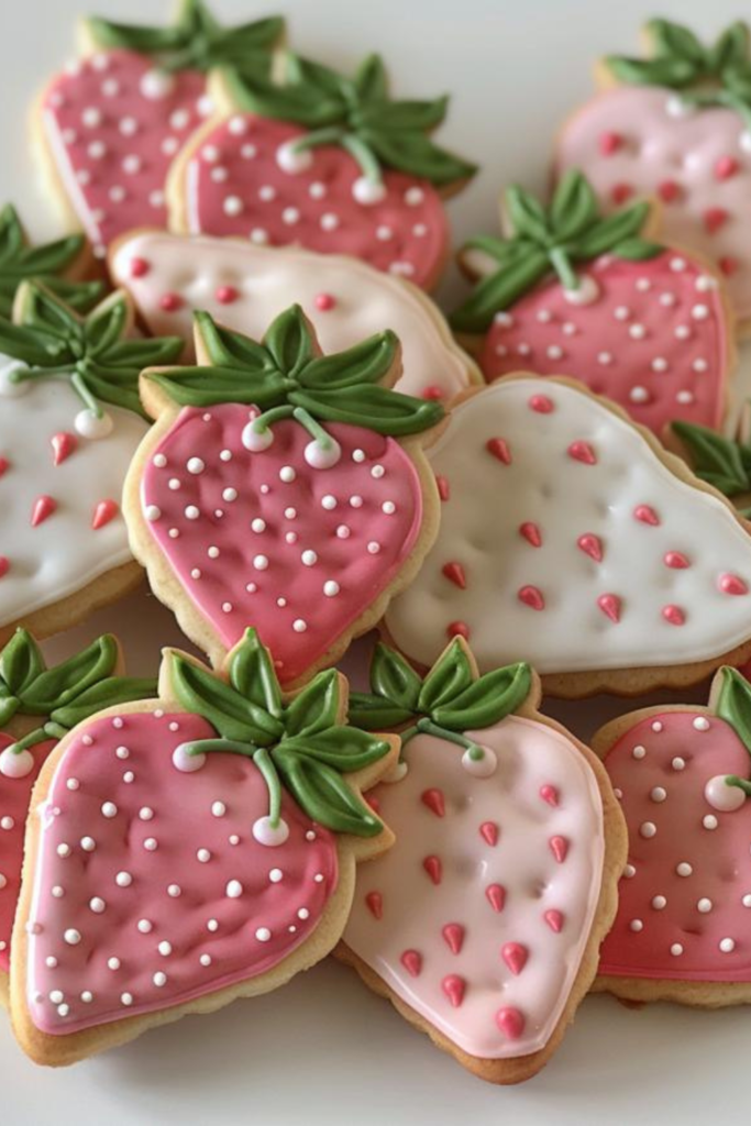 strawberry bridal shower cookies