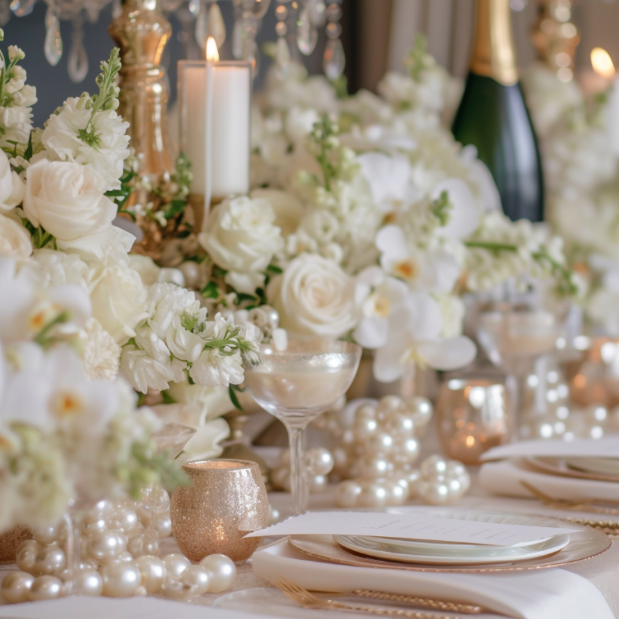 Pearls and Prosecco Bridal Shower Table