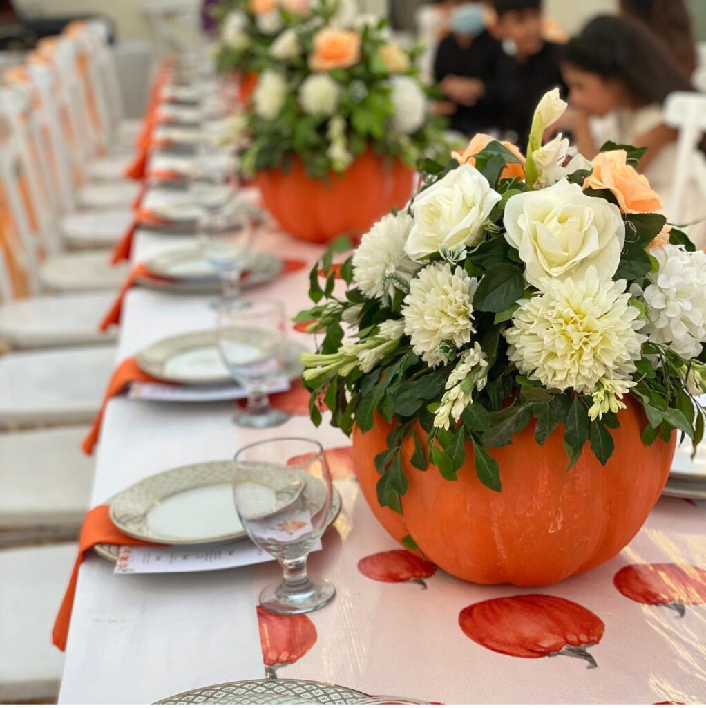 fall themed bridal shower table setting